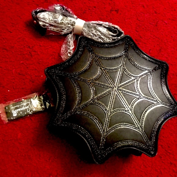 Sourpuss Handbags - [SOLD] Sourpuss Black and glitter cobwebs purse